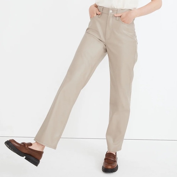 Madewell The Perfect Vintage Straight Jeans Cream Faux Leather High rise Size 27 - Picture 1 of 9